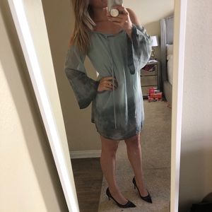 Mint to Gray tie dye fade mini dress